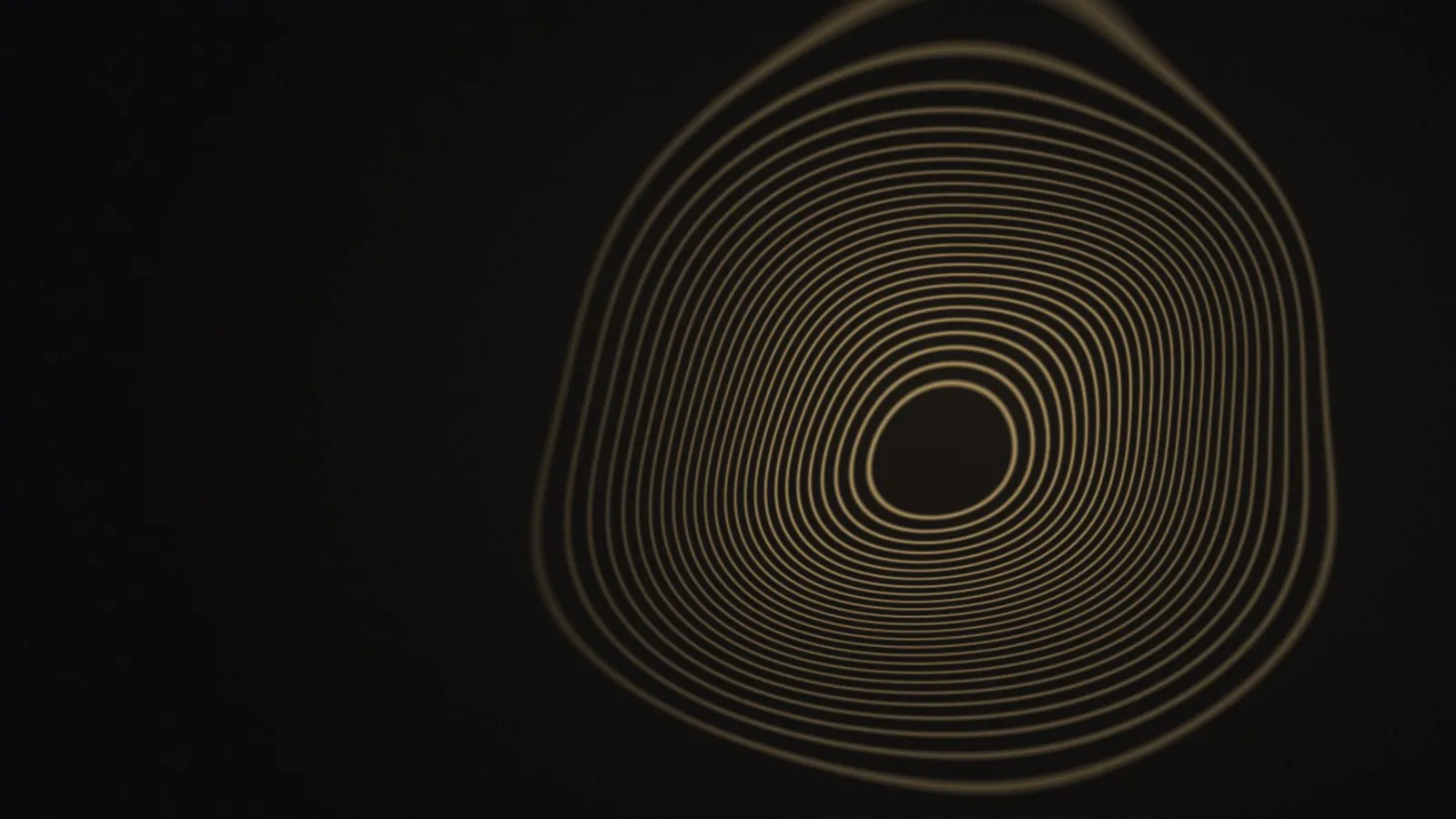 Gold contour lines on a dark background, drifting away from their centre, illustrating how filler can shift from where it was placed